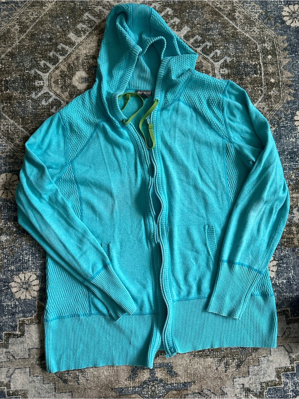 Eddie Bauer Teal Hooded Zip Sweater